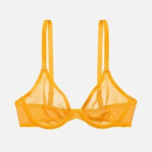 NWT CUUP THE PLUNGE MESH BRA 34E MARIGOLD